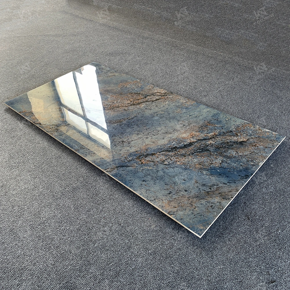 Full Body Green Blue Polished Porcelain Tile 750X1500 Big Porcelain Slab Tile