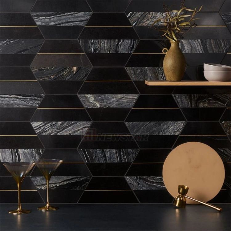 Newstar Modern Bathroom Walls Black Marble Hexagon Tile Marble Kitchen Walls Tiles