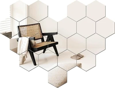  Espejo hexagonal espejo de cristal baldosas espejo espejos para el dormitorio de casa mural Pared Sala de estar entrada pasillo decoración