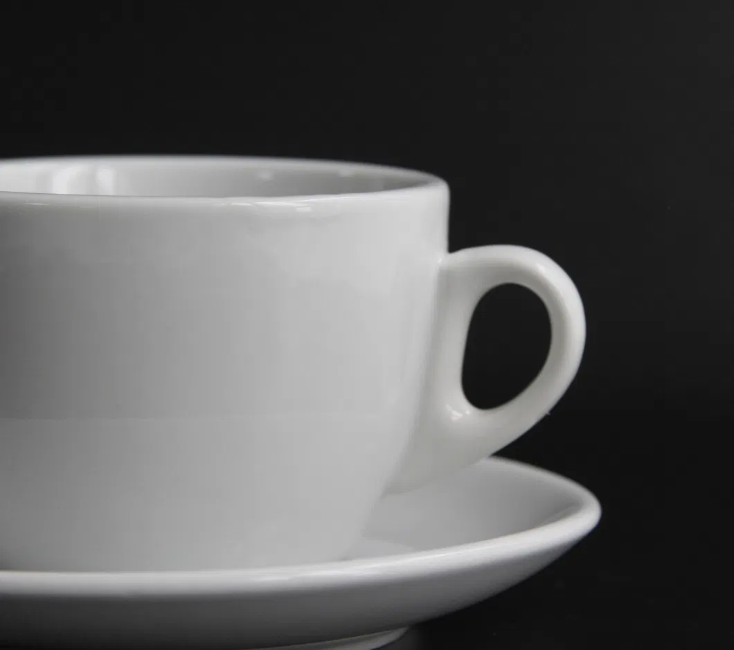 10 Ounce 300 Ml Porcelain Latte Americano Cappuccino Barista Cup and Saucer for Coffee Shop Use