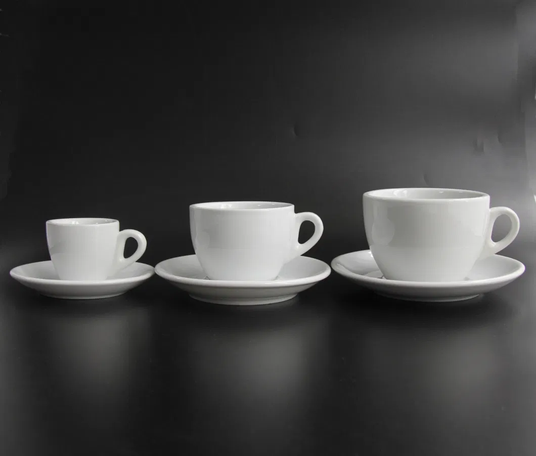 10 Ounce 300 Ml Porcelain Latte Americano Cappuccino Barista Cup and Saucer for Coffee Shop Use