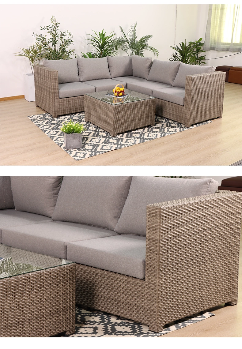 Foshan Darwin Half Moon Shape Leisure Outdoor Furniture Sectional Rattan Sofa Sets