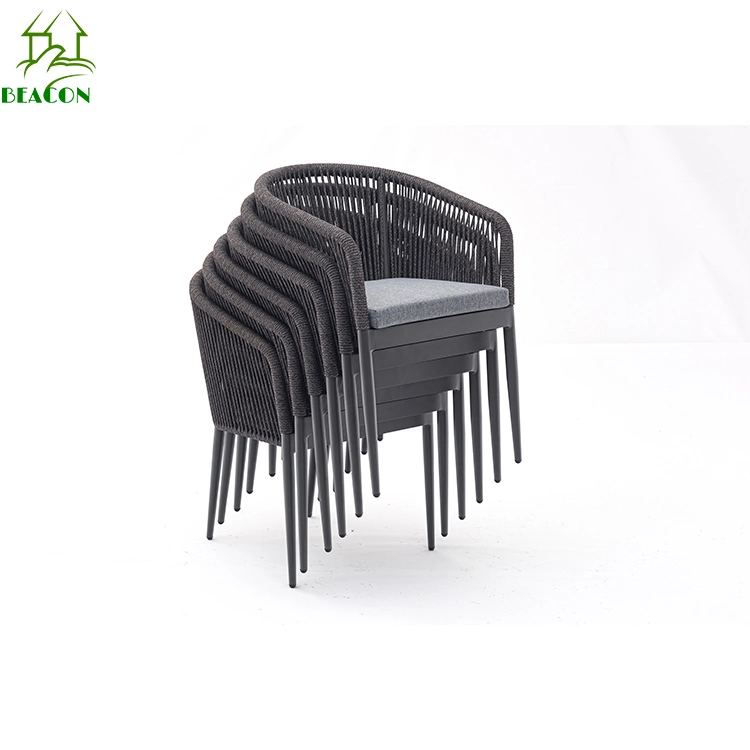 Customized Wholesale Garden Hotel Home Resort Villa Project Patio Outdoor UV Resistance Modern Leisure Aluminum Woven Olefin Rope Belt Balcony Furniture Chair