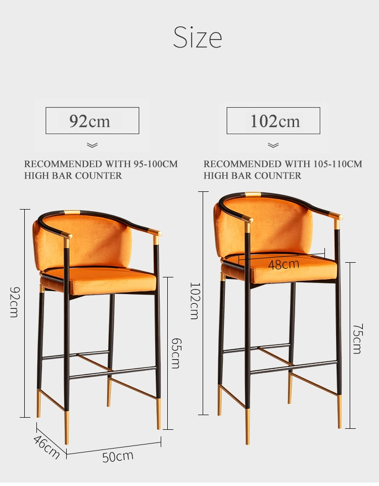 Luxury Restaurant Metal Industrial Barstool Bar Stool Modern High Chair for Bar Table