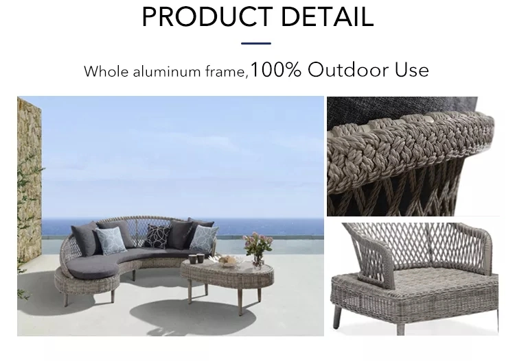 Hot Selling Modern Leisure Home Aluminium PE Rattan Garden Wicker Furniture Sofa