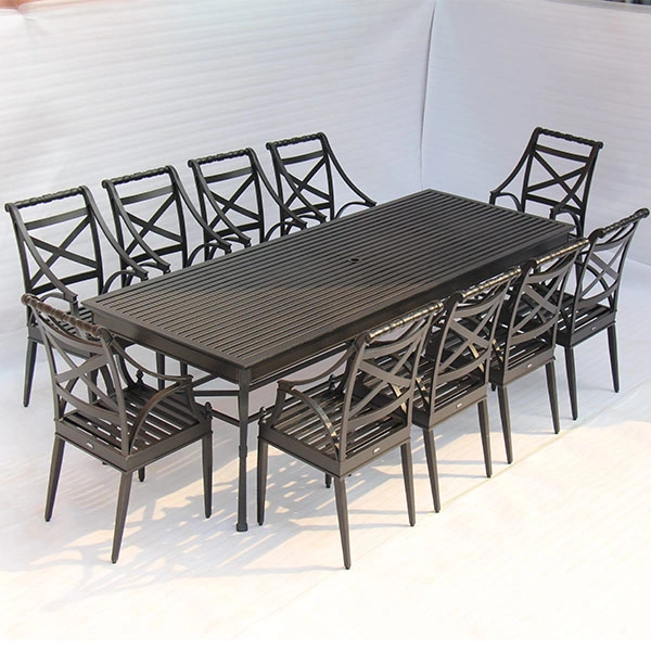 Outdoor Dining Table Outdoor Waterproof Table Durable High Quality Outdoor Aluminum Long Square Table Set