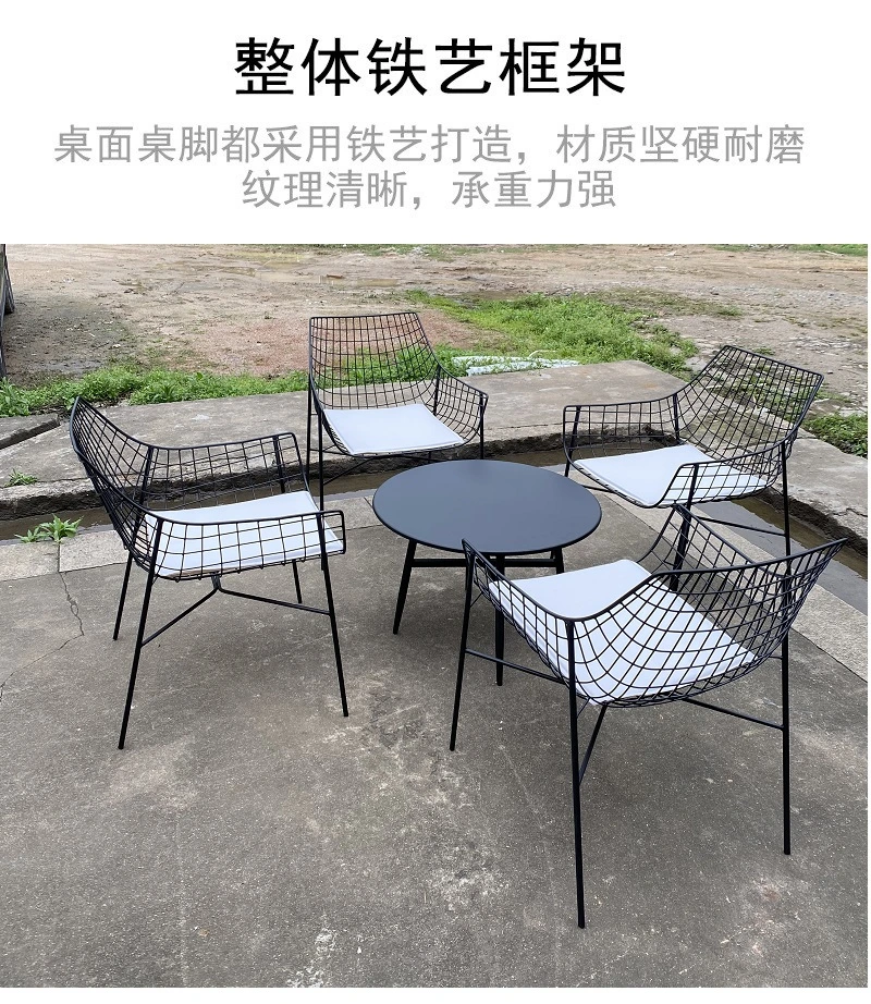 Super Sale Antique Vintage Wrought Cushioned Outdoor Chair Garden Furniture for Patio Backyard Dining Iron Wire Chair