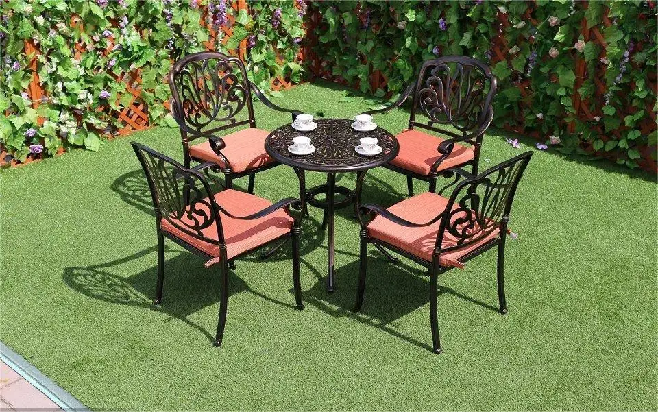 Leisure Villa Open-Air Balcony Cast Aluminum Table and Chairs Patio Furniture Set Outdoor Garden Set