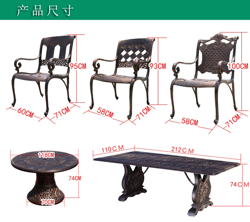 High End Outdoor Table and Chair Combination, Fully Cast Aluminum Round Table, Open-Air Garden, Courtyard, Outdoor Leisure Furniture