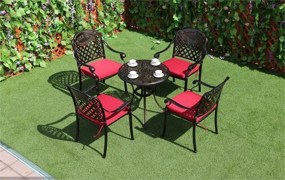 Leisure Villa Open-Air Balcony Cast Aluminum Table and Chairs Patio Furniture Set Outdoor Garden Set