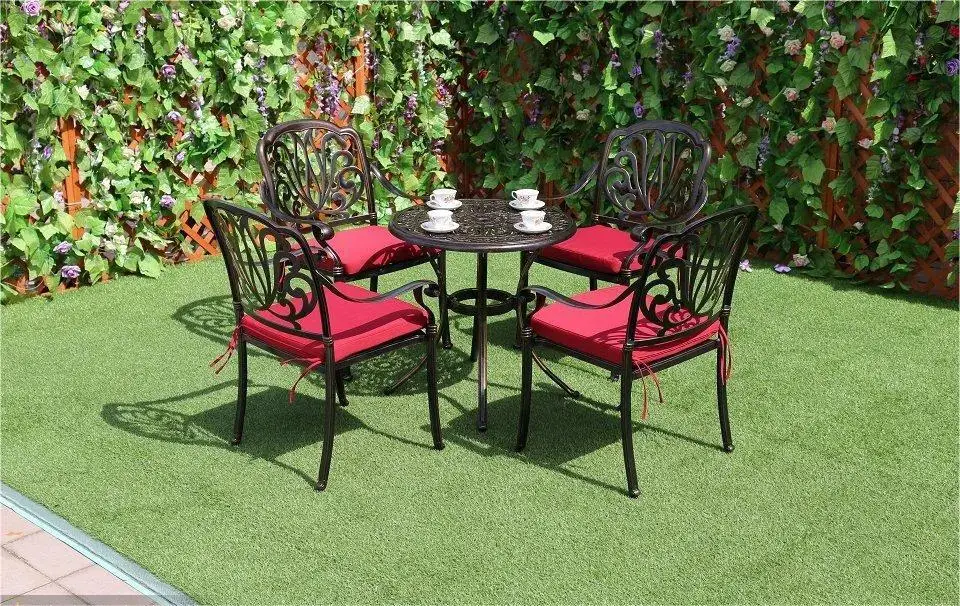 Leisure Villa Open-Air Balcony Cast Aluminum Table and Chairs Patio Furniture Set Outdoor Garden Set