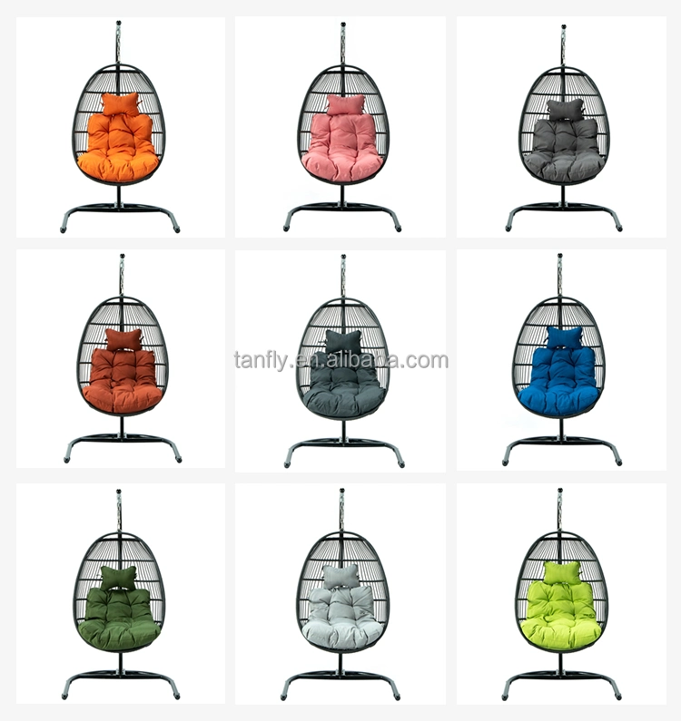 Outdoor Double Seater Garden Furniture Rattan Patio Swings Hanging Egg Chair with Stand