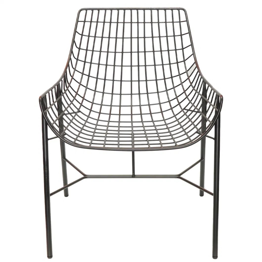 Super Sale Antique Vintage Wrought Cushioned Outdoor Chair Garden Furniture for Patio Backyard Dining Iron Wire Chair