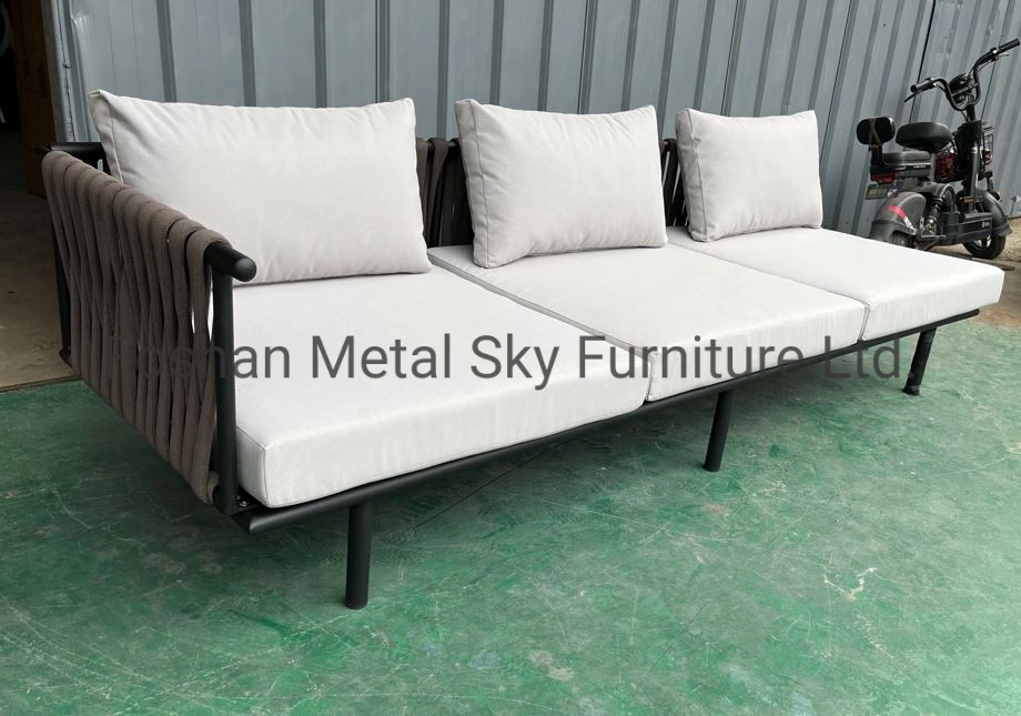 Outdoor Aluminum Garden Gazebo Patio Wooden Living Room Rattan Sofa