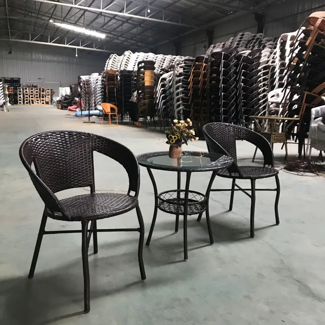 Cheap Outdoor Furniture Popular Garden Rope Weave PE Rattan Dining Chair with Metal Legs Cafe Patio Outdoor Rattan Chair