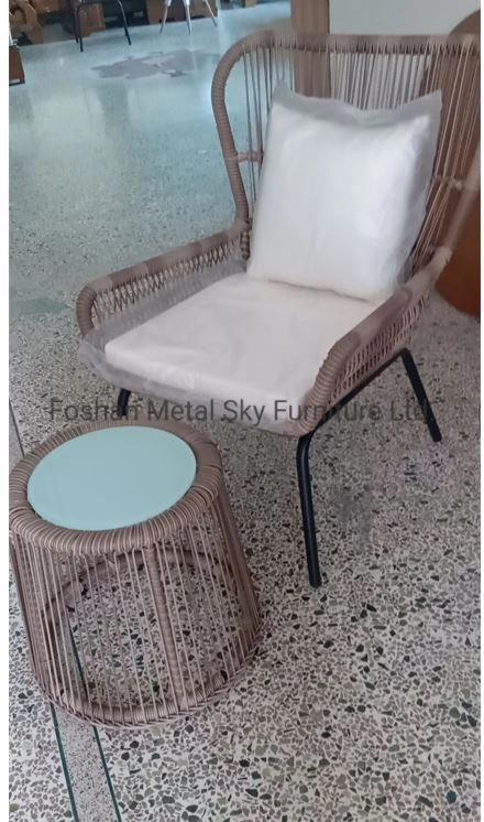 Outdoor Metal Rattan Garden Hotel Villa Leisure Glass Coffee Table