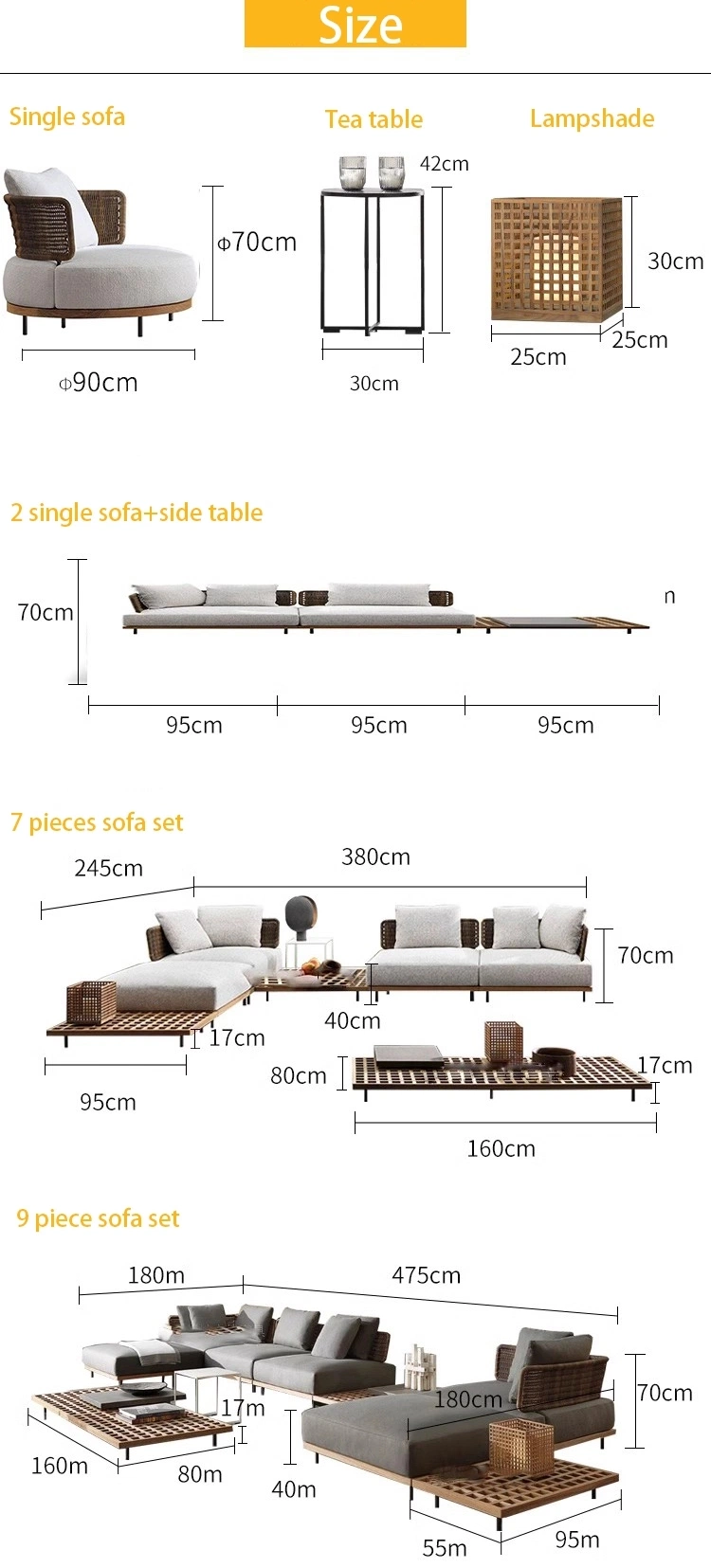 High End Residential &amp; Commercial Hotel Furniture Garden Sofa Outdoor Furniture Wood Patio Couch