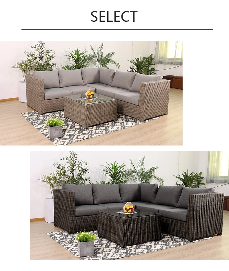 Foshan Darwin Half Moon Shape Leisure Outdoor Furniture Sectional Rattan Sofa Sets