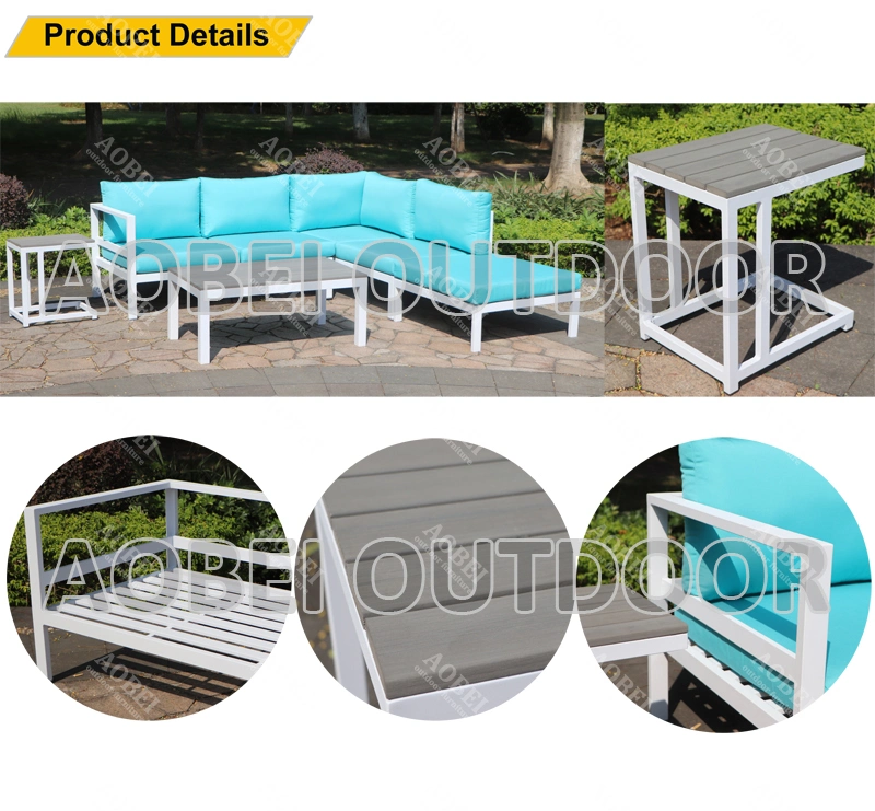 Modern Luxury Exterior Outdoor Patio Garden Home Hotel Villa Leisure Corner Sofa Set Furniture with Teak