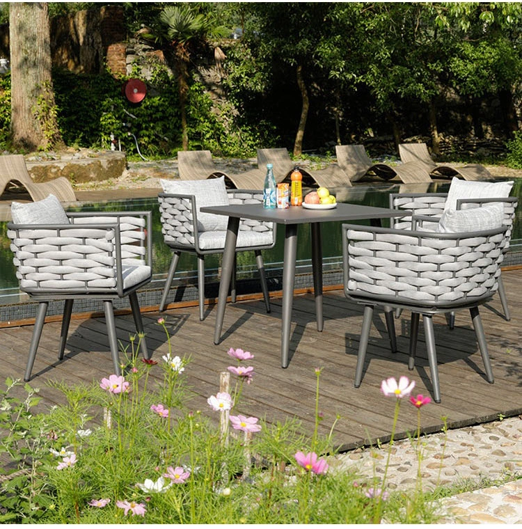 All Weather Outdoor Patio Hotel Garden Rope Weaving Weather-Proof Outdoor Dining Furniture