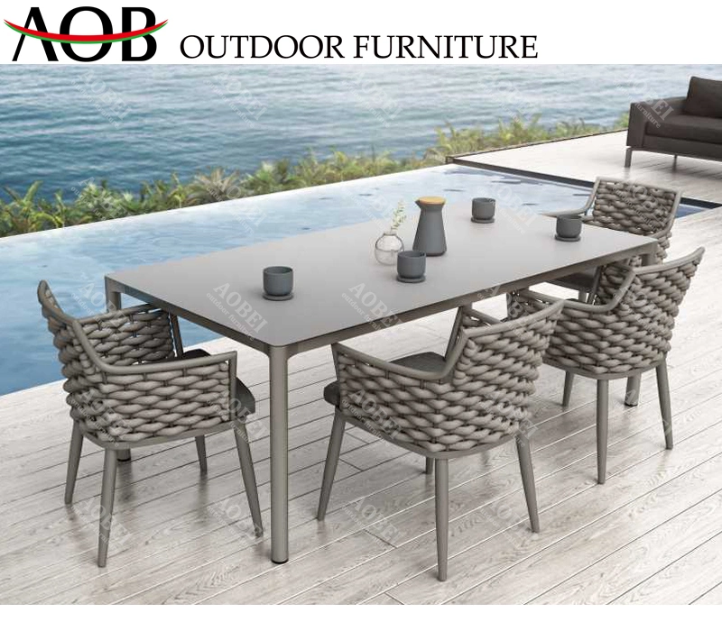 Modern Garden Patio Hotel Restaurant Cafe Outdoor Dining Rope Chair Table Furniture