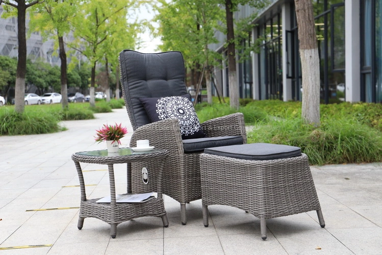 Classic Design Outdoor Chinese Aluminium UV Resistance Garden Recliner Chair PE Rattan Woven Balcony Backrest Adjustable Chair