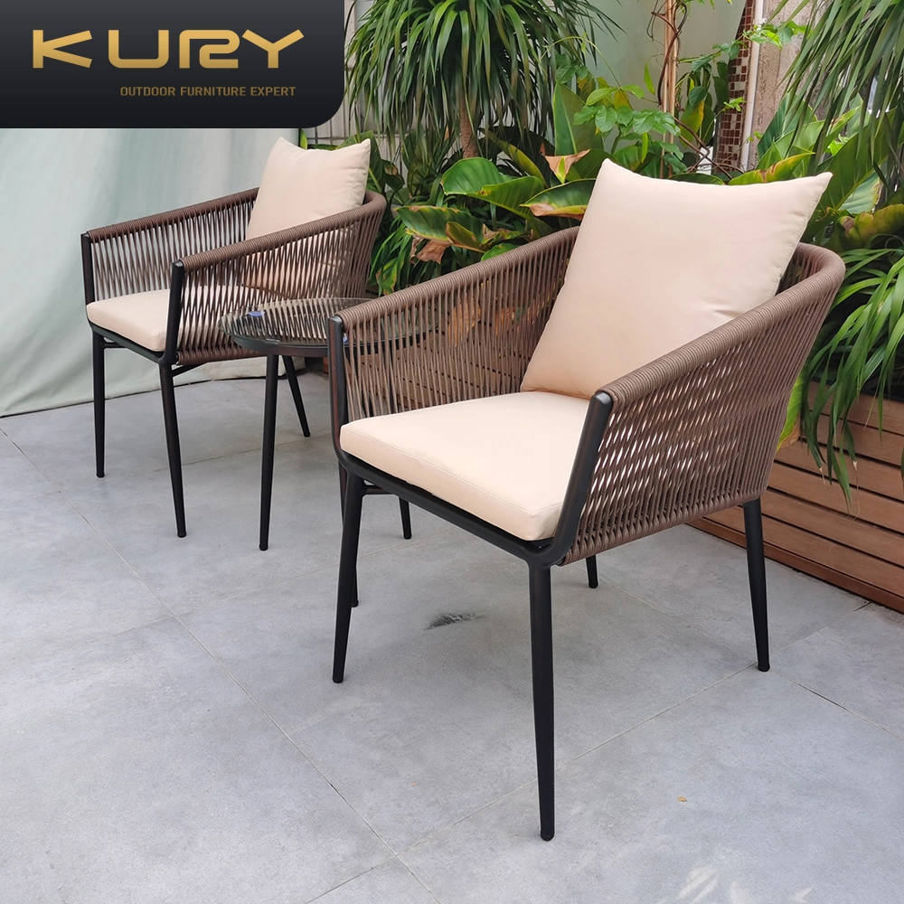 Outdoor Furniture Home Garden Patio Tea Table Three-Piece Rattan Chair Set