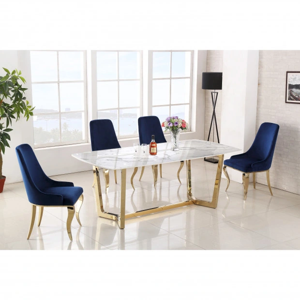 Modern Furniture Free Sample Ceramic Adjustable Gold Dining Table