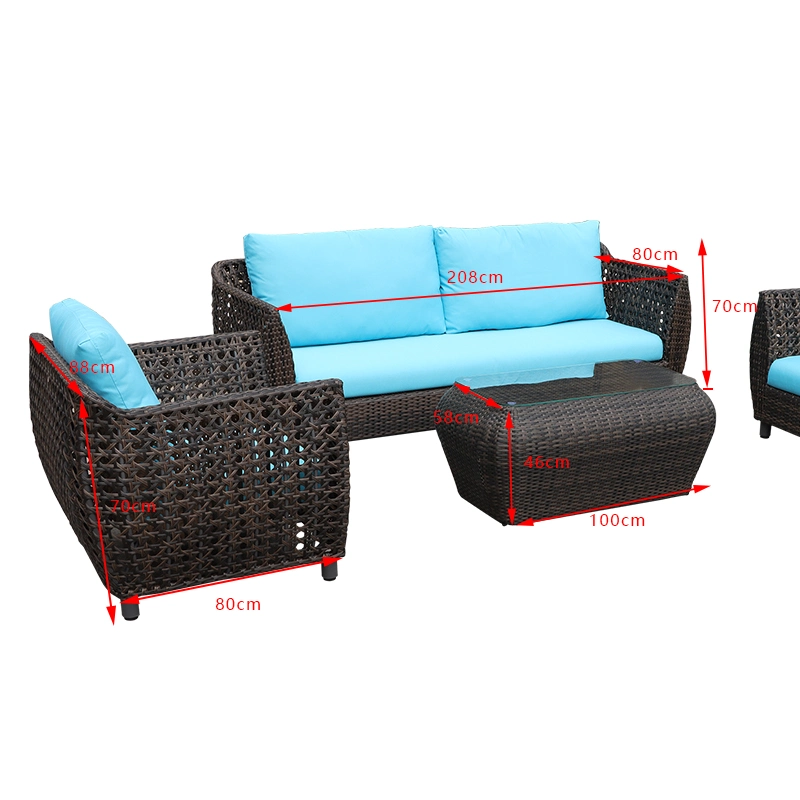 Best Outdoor Black Modern Wicker Rattan Patio Furniture Courtyard Furniture Small Patio Sofa