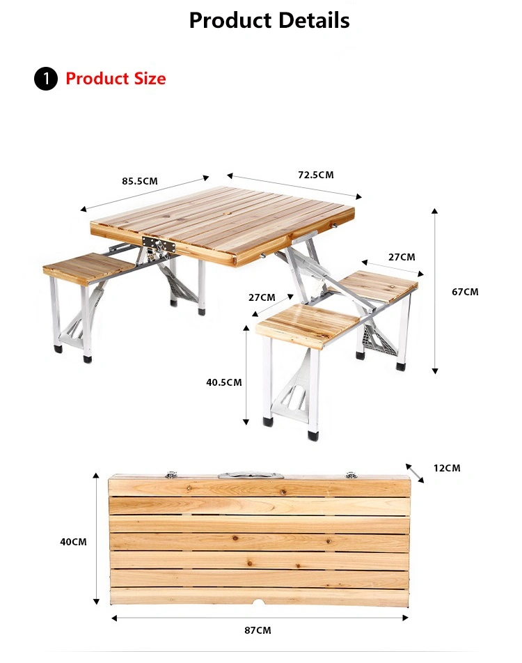 Extendable Wooden Square Outdoor Tables for Camping