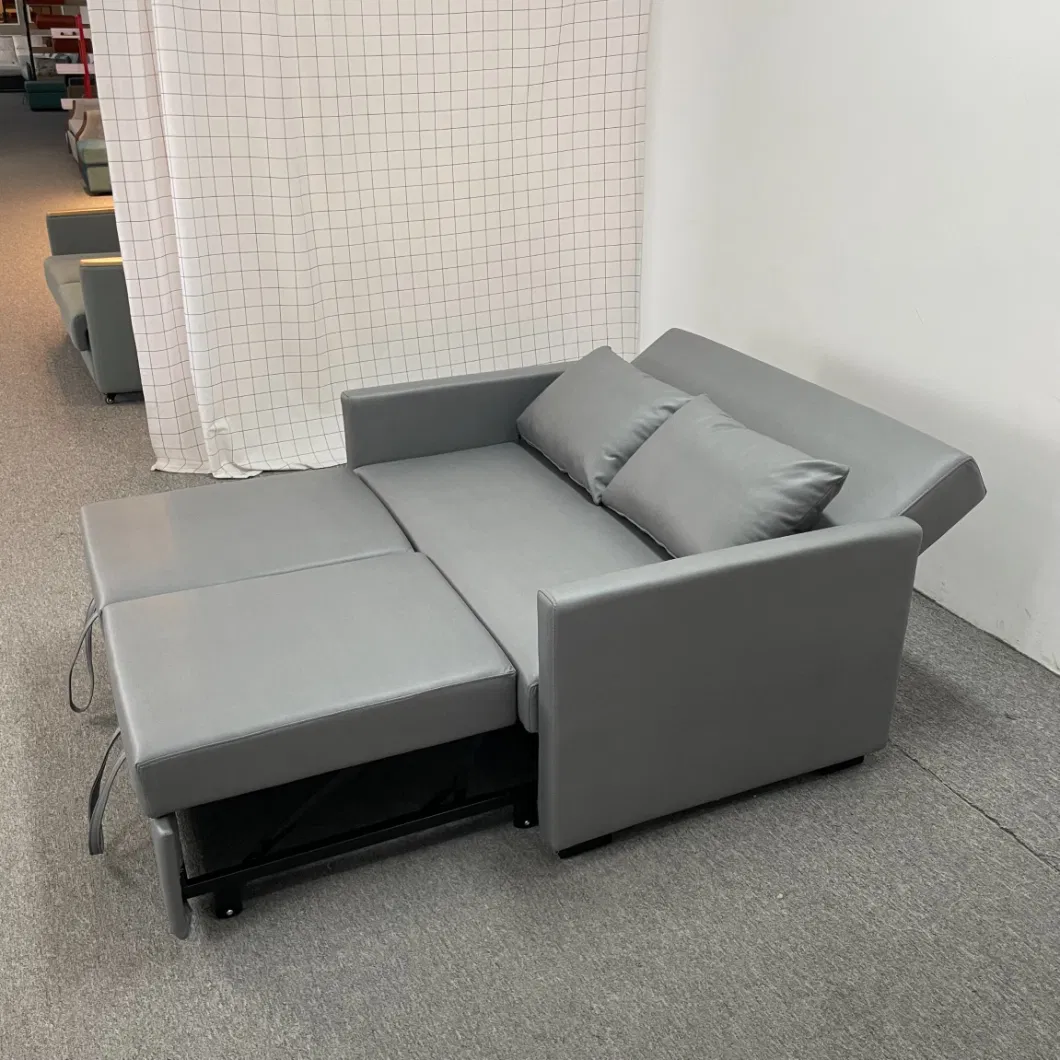 Gray Small Family Living Room Bedroom Lunch Break Folding Sofa Waterproof Dual-Purpose Sofabed