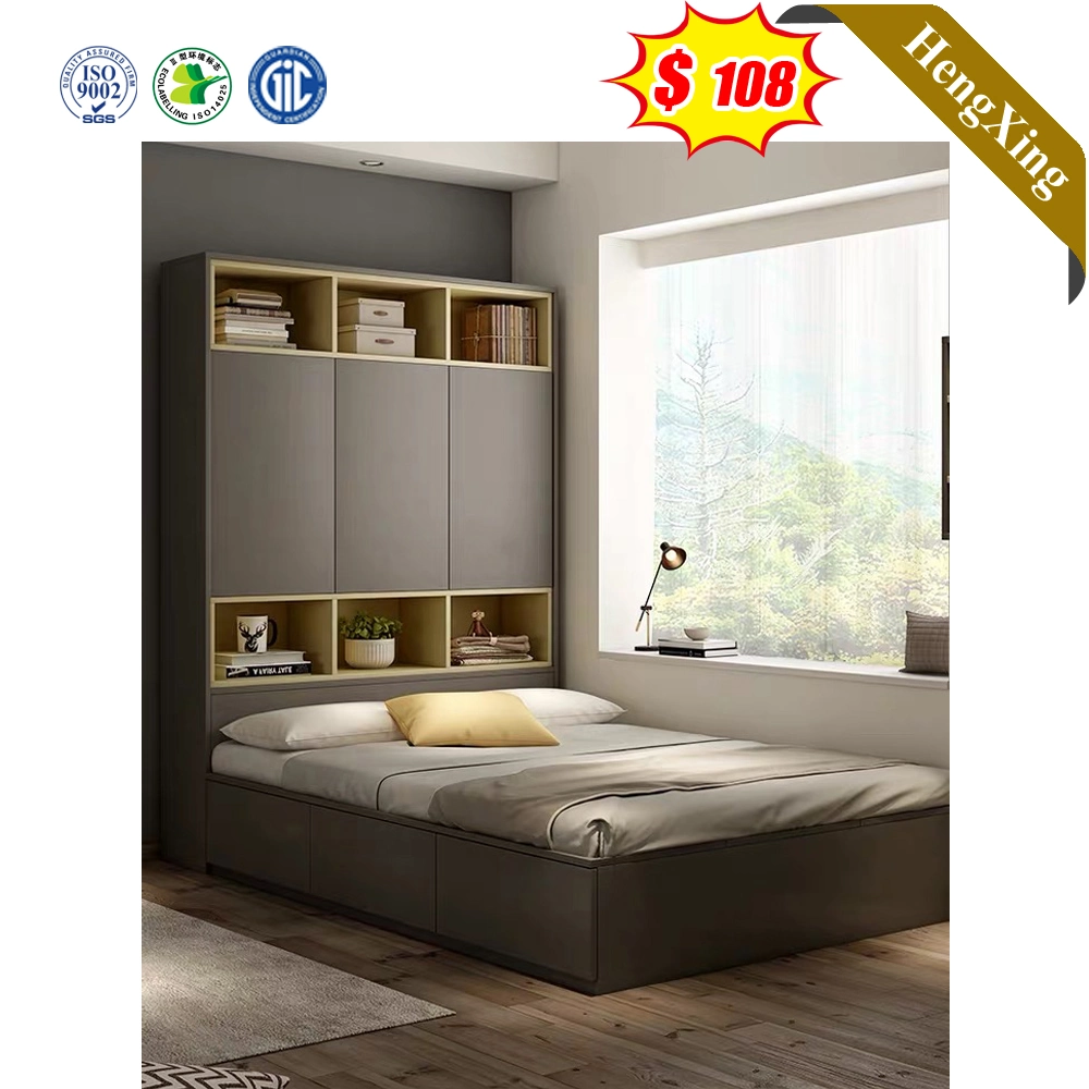 Modern Gray Color Storage Wardrobe Student Kids Size Bedroom Furniture Set Folding Sofa Beds