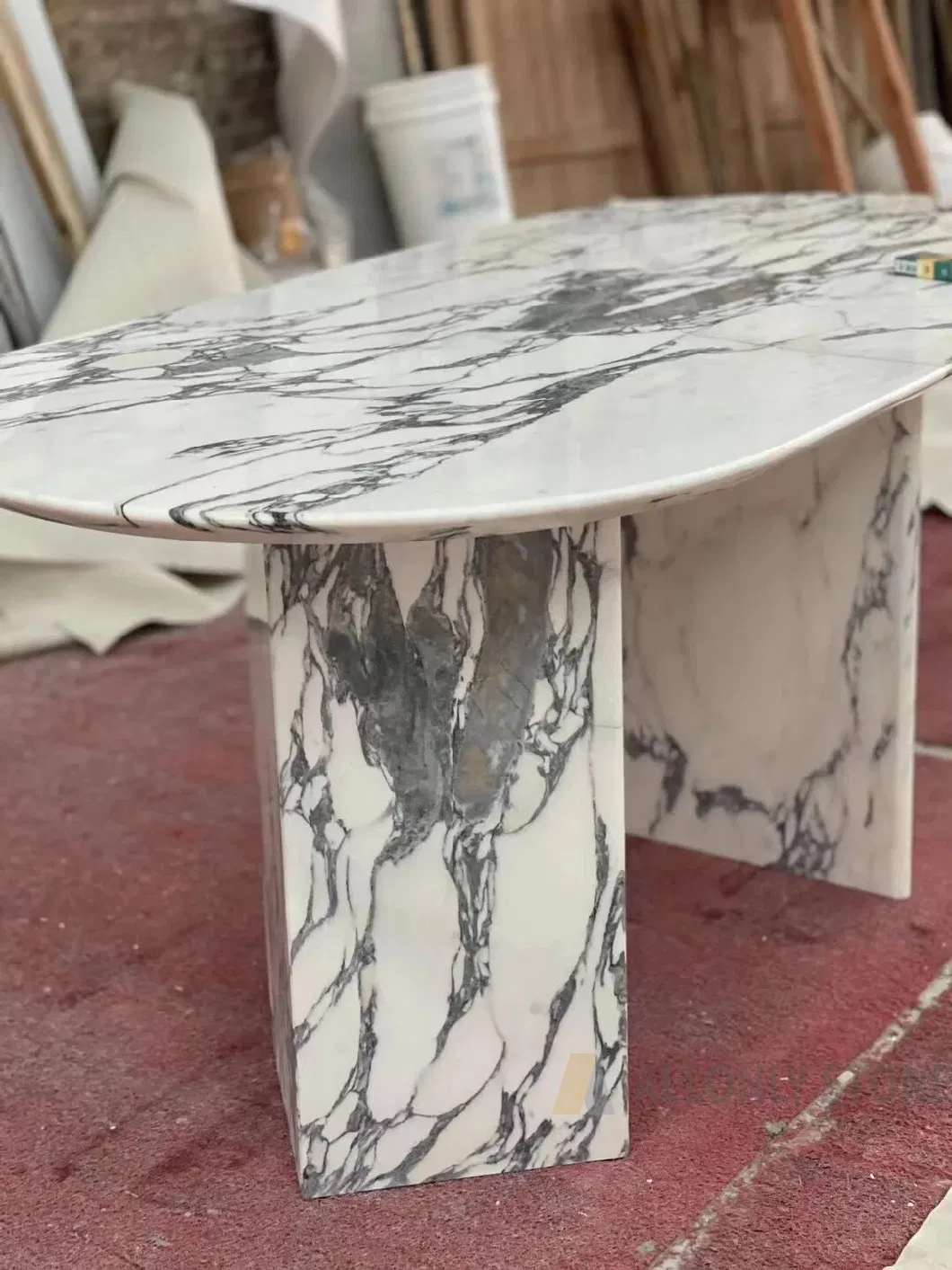 Round/Square/Oval Italy Arabescato White Marble Dining/Coffee Table/Side Table/Console Table/End Table for Hotel Home Restaurant Living Room Stone Furniture