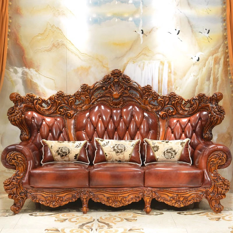 Foshan Sofa Furniture Factory Wholesale Luxury Leather Sofa Set in Optional Couch Seats and Color