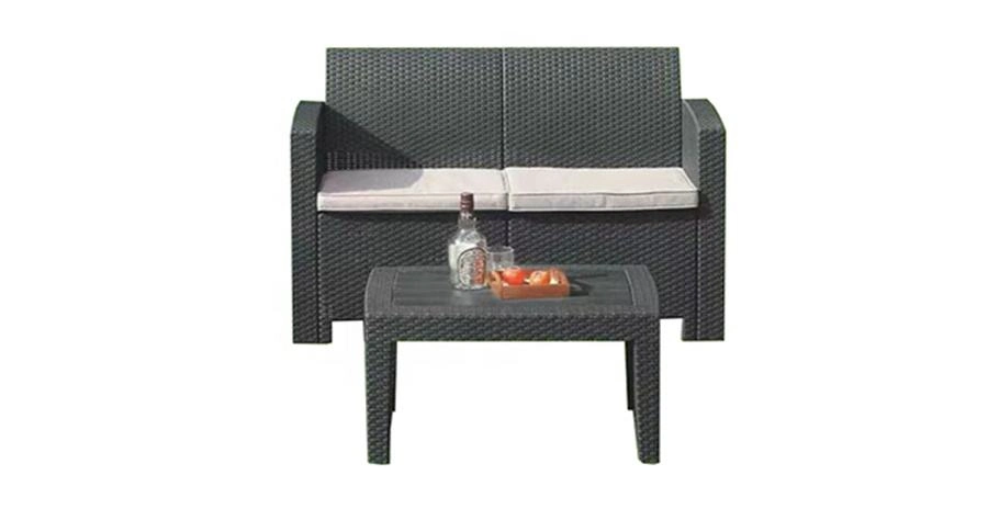 Low Price PP Injection Garden Outdoor Plastic Rattan Sofa Set