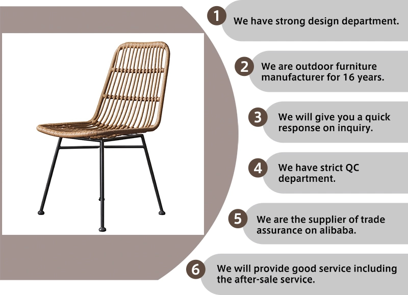 Factory Wholesale Rattan Patio Dining Set Furniture Outdoor Garden Metal Frame Wicker Chairs