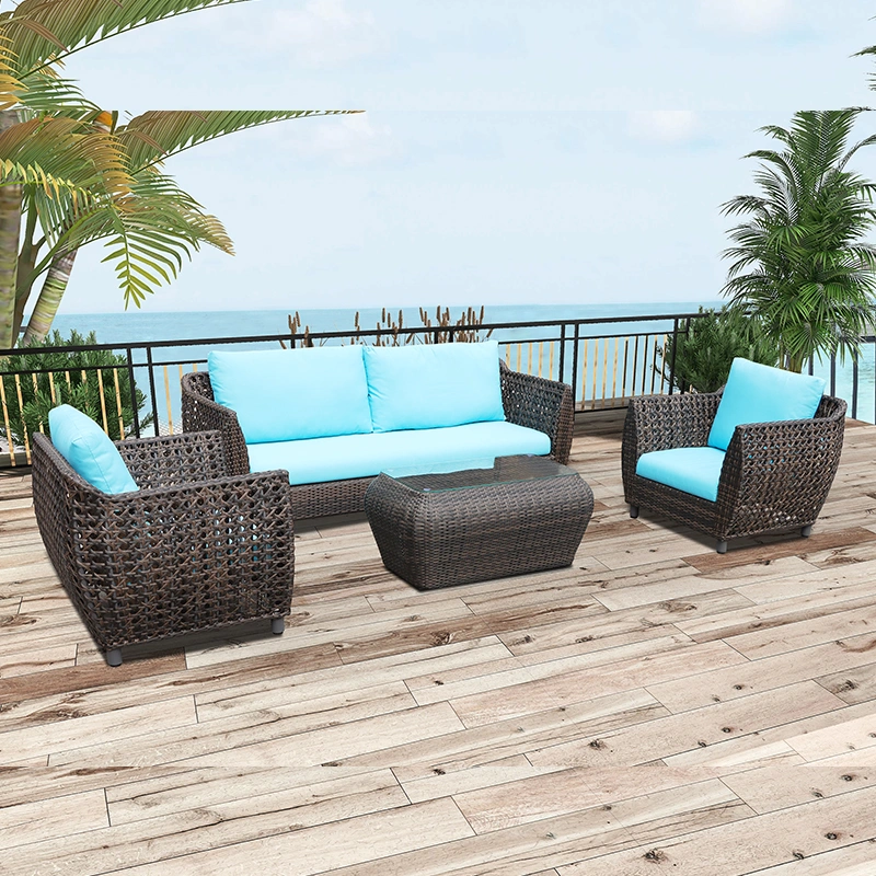 Best Outdoor Black Modern Wicker Rattan Patio Furniture Courtyard Furniture Small Patio Sofa