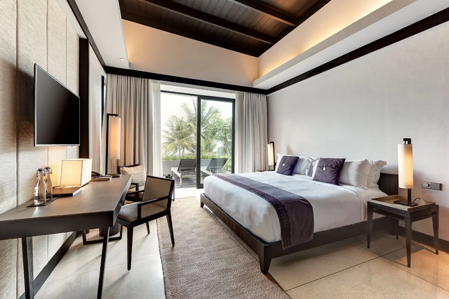 Modern Resort Beach Villa Hospitality Wooden Queen Bed Bedroom Sets 5 Star Four Seasons Luxury Hotel Room Furniture