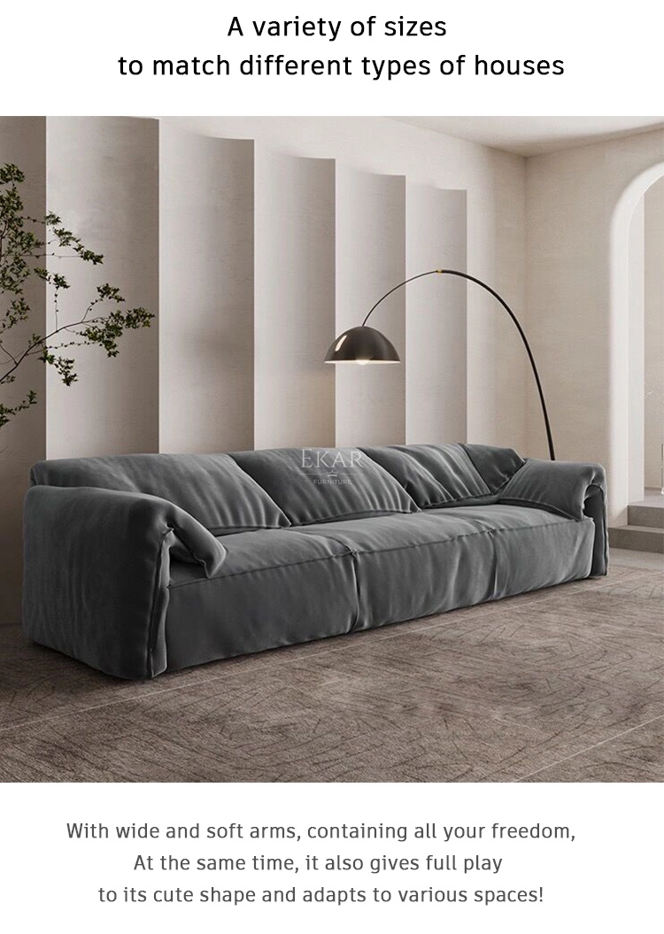 Italy Style Luxury Minimalist 3 Seater Modern Sofa for Living Room with Nubuck Leather Surface