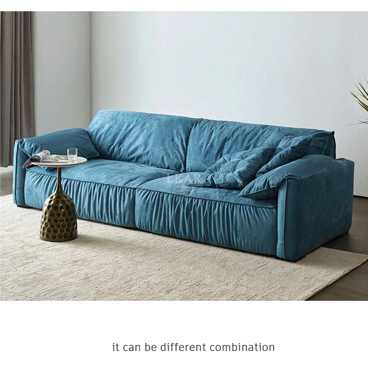 Italy Style Luxury Minimalist 3 Seater Modern Sofa for Living Room with Nubuck Leather Surface