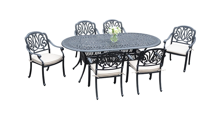 Cast Aluminum Patio Furniture Outdoor Garden Furniture Elizabeth 6 Seater Dining Set