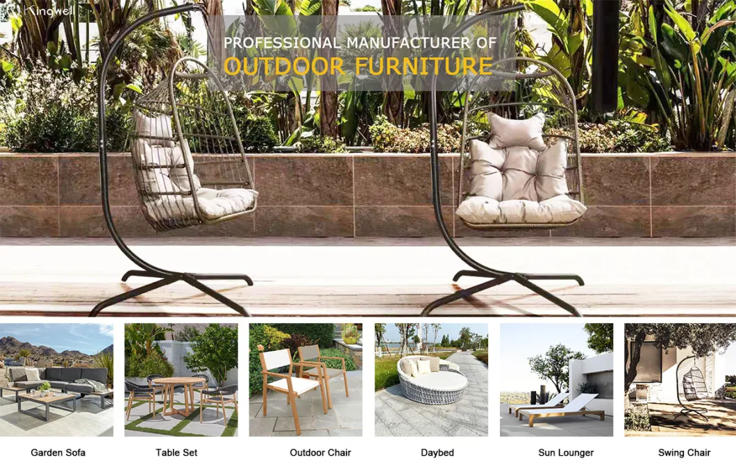 Patio Garden Furniture Metal Stand Outdoor Rattan Swing Egg Wicker Chair for Balcony