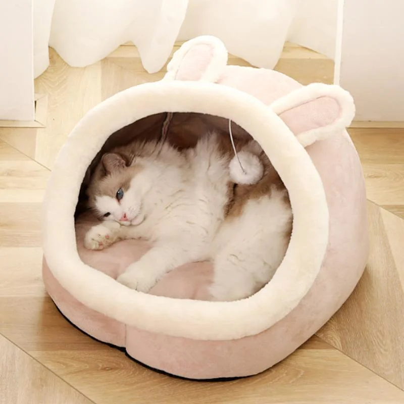 New Design Four Seasons Available Round Gray Cat Bed with Cat Tunnel