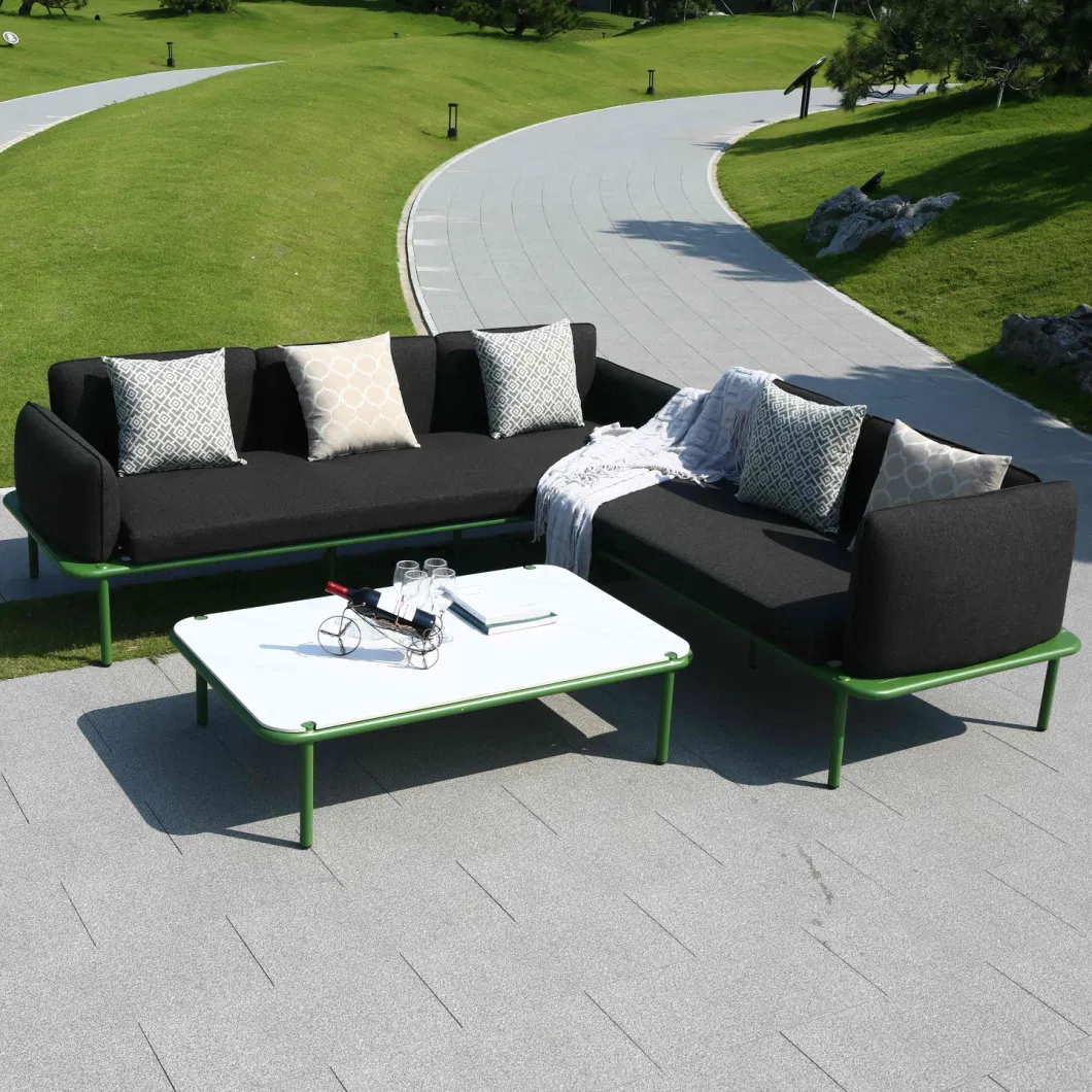 3+1 Seat Aluminum Frame Waterproof Outdoor Garden Patio Sofa Set with Coffee Table