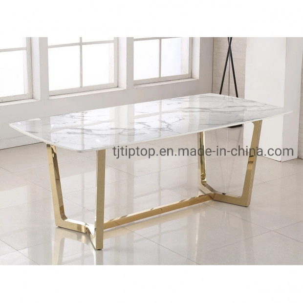 Modern Furniture Free Sample Ceramic Adjustable Gold Dining Table