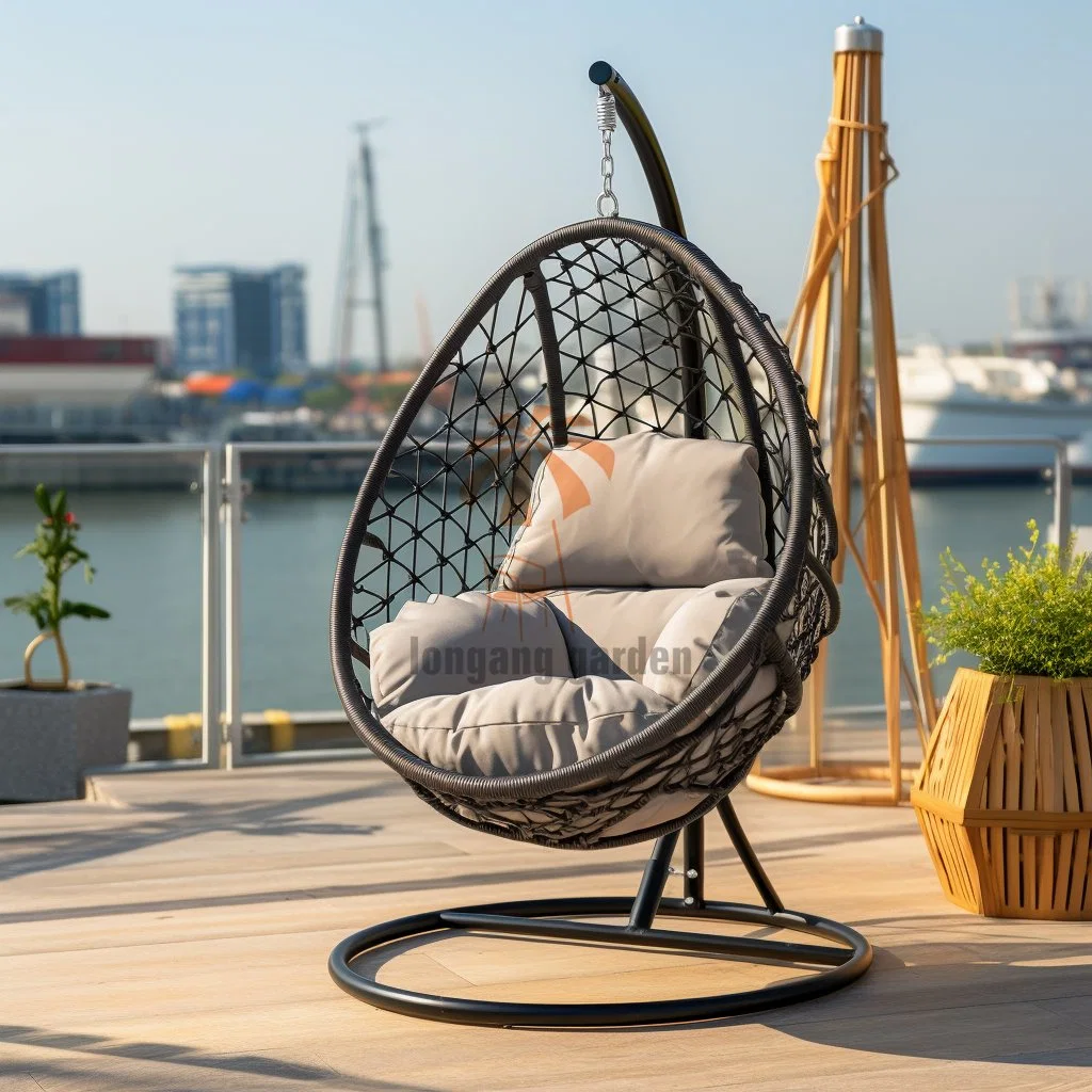 New Style Outdoor Garden Patio Furniture Aluminum Frame Braided Rope Swing Chair