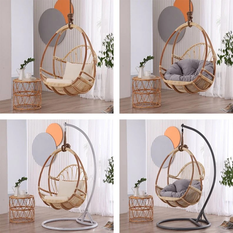 Modern Leisure Garden PE Rattan Wicker Furniture Home Resort Hotel Villa Outdoor Indoor Hanging Metal Swing Chair