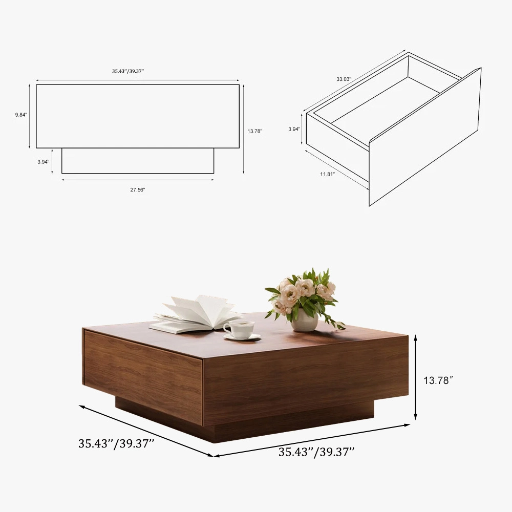 Modern Coffee Table Minimalist Wood Veneer Coffee Tablefully-Assembled 35&quot;