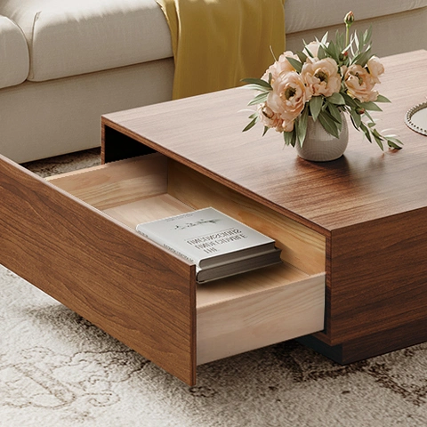 Modern Coffee Table Minimalist Wood Veneer Coffee Tablefully-Assembled 35&quot;