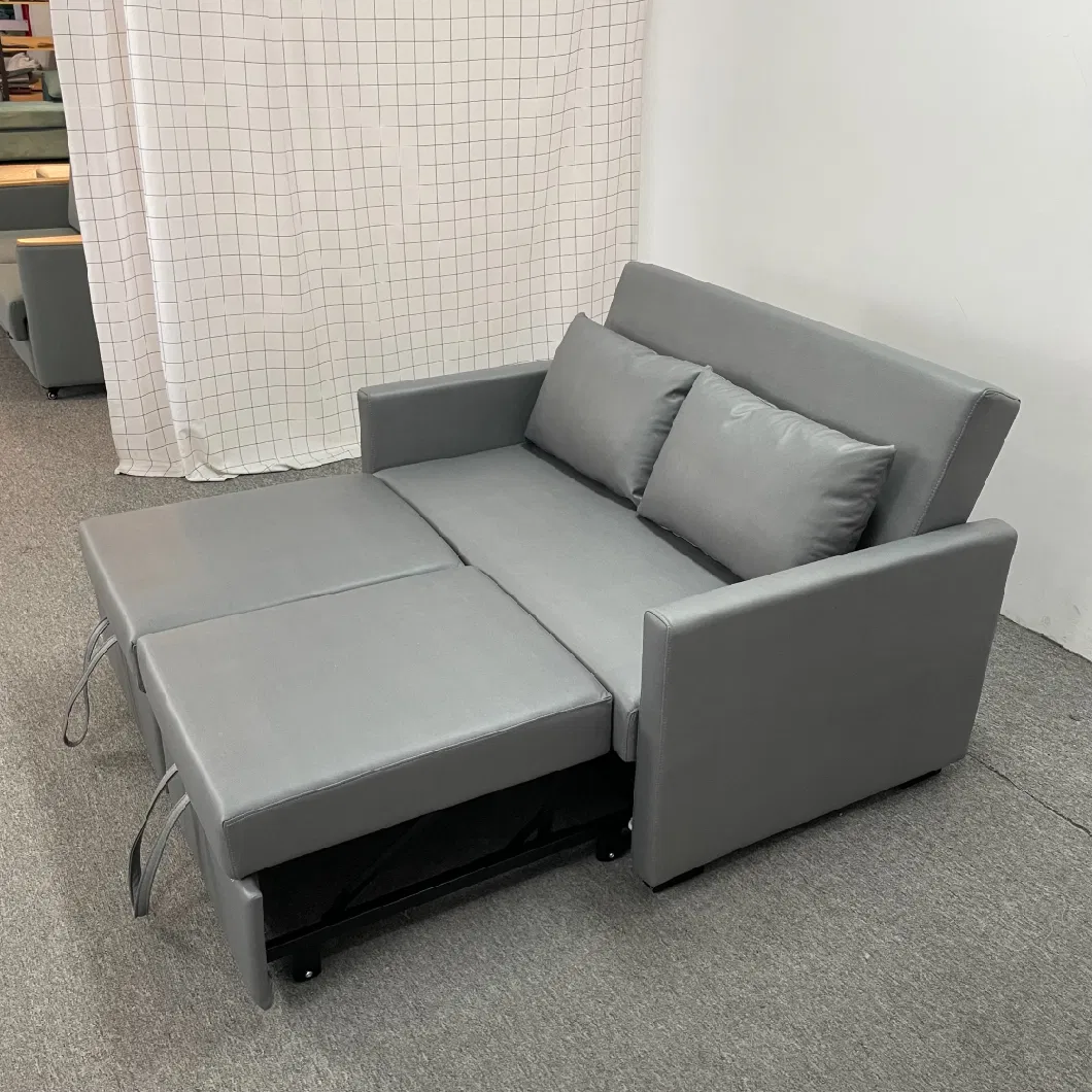 Gray Small Family Living Room Bedroom Lunch Break Folding Sofa Waterproof Dual-Purpose Sofabed